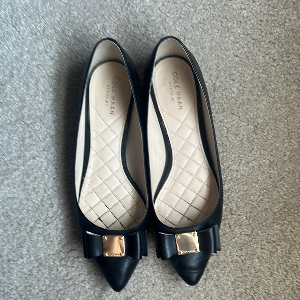 Cole Haan Black Pointed Toe Flats